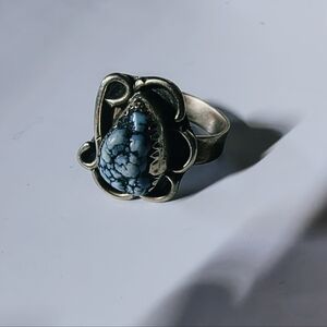 Vintage Turquoise Teardrop Ring - Blue Stone